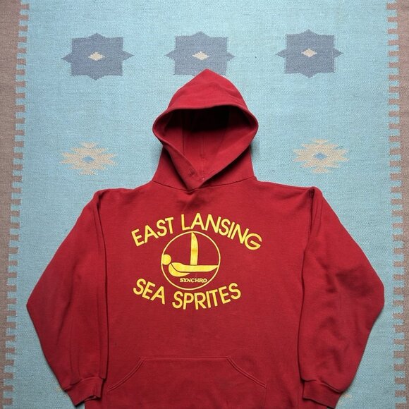 Vintage 70s Russell athletic hoodie east Lansing sea sprites Michigan swim XL